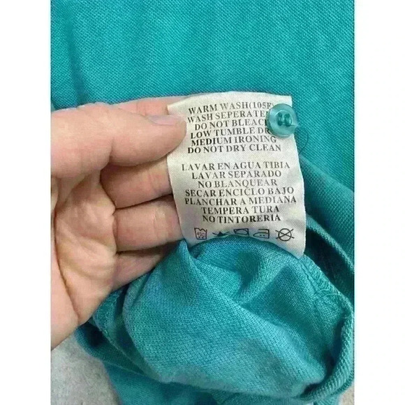 Men’s Polo Franky Max Shirt Big Pony Number 9 Size XL Teal White Ringer Collared - Picture 12 of 12